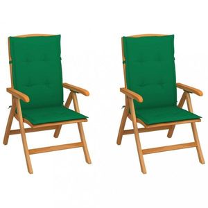 Záhradná stolička 2 ks teak / látka Dekorhome Tmavo zelená vyobraziť