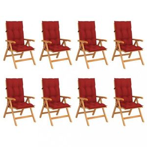 Skladacia záhradná stolička s poduškami 8 ks teak / látka Dekorhome Červená vyobraziť