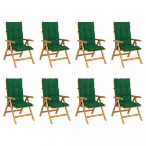 Skladacia záhradná stolička s poduškami 8 ks teak / látka Dekorhome Tmavo zelená vyobraziť