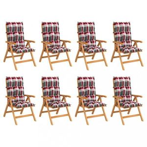 Skladacia záhradná stolička s poduškami 8 ks teak / látka Dekorhome Biela / červená vyobraziť