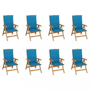 Skladacia záhradná stolička s poduškami 8 ks teak / látka Dekorhome Svetlo modrá vyobraziť