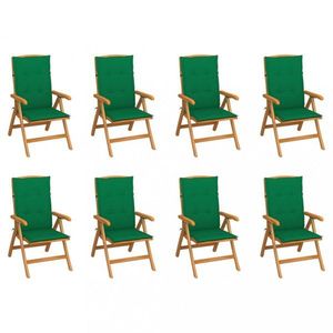 Skladacia záhradná stolička s poduškami 8 ks teak / látka Dekorhome Tmavo zelená vyobraziť