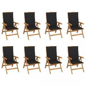 Skladacia záhradná stolička s poduškami 8 ks teak / látka Dekorhome Čierna vyobraziť
