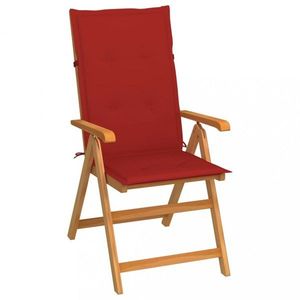 Skladacia záhradná stolička s poduškami teak / látka Dekorhome Červená vyobraziť