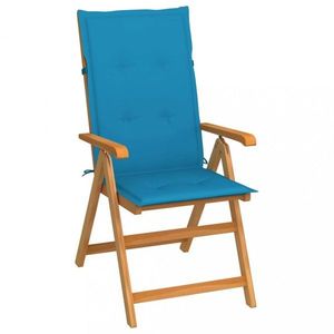 Skladacia záhradná stolička s poduškami teak / látka Dekorhome Svetlo modrá vyobraziť