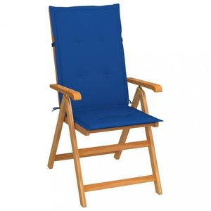 Skladacia záhradná stolička s poduškami teak / látka Dekorhome Tmavomodrá vyobraziť