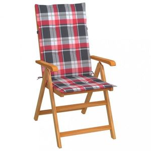 Skladacia záhradná stolička s poduškami teak / látka Dekorhome Biela / červená vyobraziť