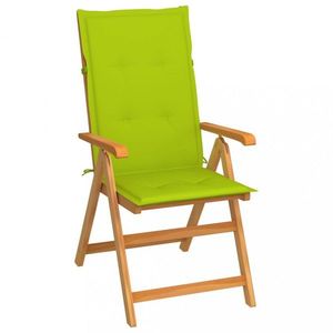 Skladacia záhradná stolička s poduškami teak / látka Dekorhome Svetlozelená vyobraziť