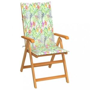 Skladacia záhradná stolička s poduškami teak / látka Dekorhome Kvety vzor vyobraziť