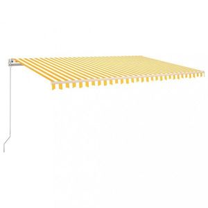 Ručne zaťahovacia markíza s LED svetlom 500x300 cm Dekorhome Biela / žltá vyobraziť