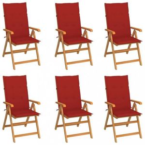 Záhradná stolička 6 ks teak / látka Dekorhome Červená vyobraziť