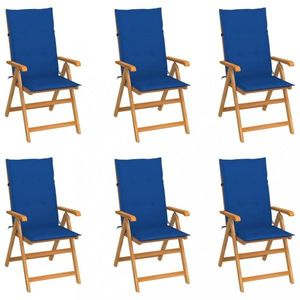 Záhradná stolička 6 ks teak / látka Dekorhome Modrá vyobraziť