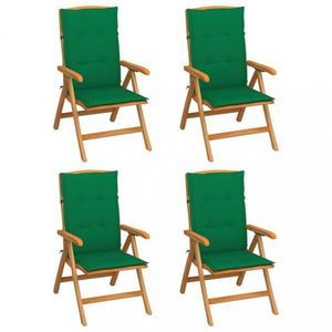 Záhradná stolička 4 ks teak / látka Dekorhome Tmavo zelená vyobraziť