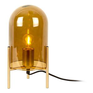 Horčicovožltá sklenená stolová lampa Leitmotiv Bell, výška 30 cm vyobraziť