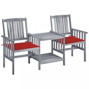 Zaradné stoličky so stolíkom akácia / látka Dekorhome Červená vyobraziť