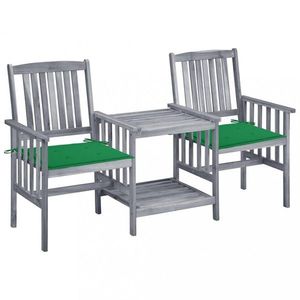 Zaradné stoličky so stolíkom akácia / látka Dekorhome Tmavo zelená vyobraziť