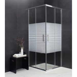 Sprchovací kút MEXEN RIO transparentný / prúžky 80x80 cm vyobraziť
