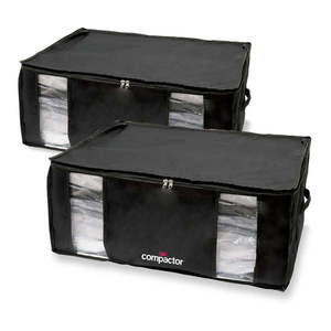 Súprava 2 čiernych úložných boxov s vákuovým obalom Compactor Black Edition XXL, 65 x 27 cm vyobraziť