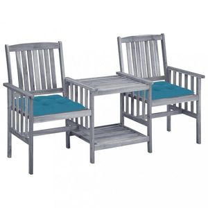 Zaradné stoličky so stolíkom akácia / látka Dekorhome Svetlo modrá vyobraziť
