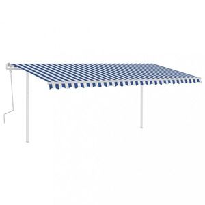 Ručne zaťahovacia markíza so stĺpikmi 500x350 cm Dekorhome Biela / modrá vyobraziť