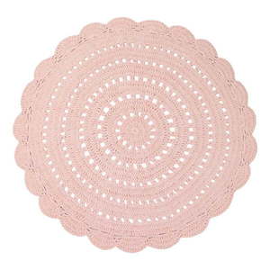 Ružový ručne háčkovaný koberec z bavlny Nattiot Alma, ø 120 cm vyobraziť