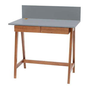Sivý písací stôl s podnožím z jaseňového dreva Ragaba Luka Oak, dĺžka 85 cm vyobraziť