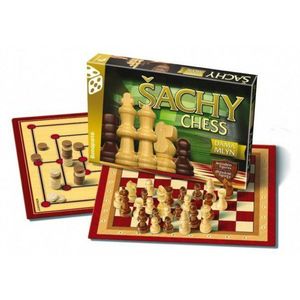 Šach, dáma, mlyn spoločenská hra v krabici 35x23x4cm vyobraziť