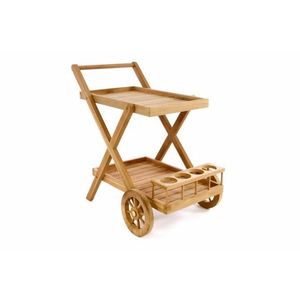 Servírovací vozík DIVERO z teakového dreva vyobraziť