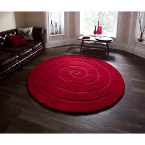 Rubínovočervený vlnený koberec Think Rugs Spiral, ⌀ 140 cm vyobraziť