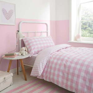 Ružové bavlnené obliečky Bianca Check And Stripe, 135 x 200 cm vyobraziť