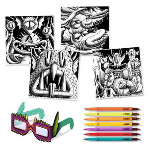 Výtvarný set s 7 kaligrafickými fixami a 3D okuliarmi Djeco Príšerky vyobraziť