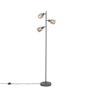 Dizajnová stojaca lampa čierna so zlatým 3-svetlom - Noud vyobraziť
