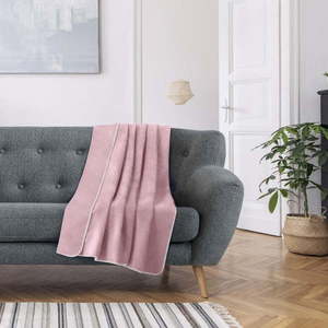 Púdrovoružová deka s prímesou bavlny AmeliaHome Virkkuu, 150 x 200 cm vyobraziť