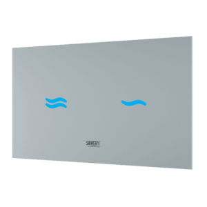 Sanela - Elektronický dotykový splachovač WC s elektronikou ALS do montážneho rámu SLR 21, farba skla REF 9003 biela, podsvietenie modré, 24 V DC vyobraziť