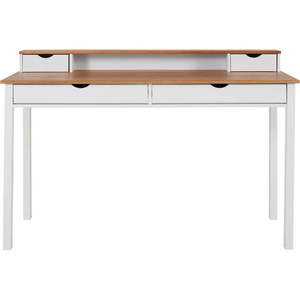 Bielo-hnedý pracovný stôl z borovicového dreva s poličkou Støraa Gava vyobraziť