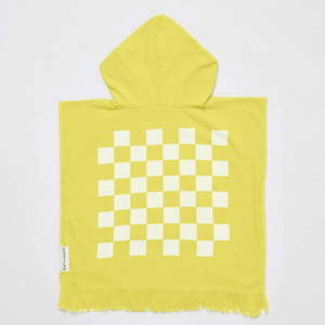 Žltá detská plážová osuška s kapucňou Sunnylife Checkerboard, 3-6 rokov vyobraziť