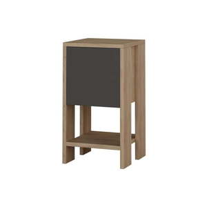 Antracitový nočný stolík s detailmi v dekore dubového dreva Garetto Ema vyobraziť