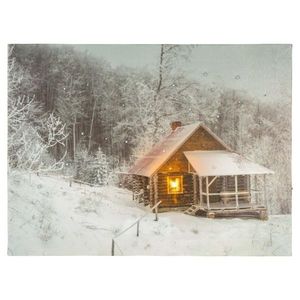 Nástenná maľba Zimný dom, 1 LED, 30 x 40 cm vyobraziť
