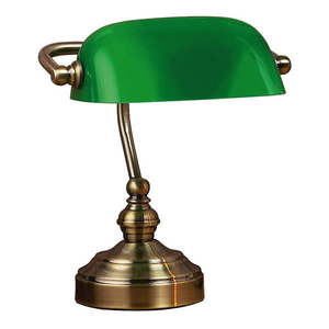 Stolová lampa v zelenej a mosadznej farbe Markslöjd Bankers, výška 25 cm vyobraziť