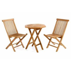 Luxusný balkónový set z teakového dreva, 1 stôl + 2 skladacie stoličky vyobraziť