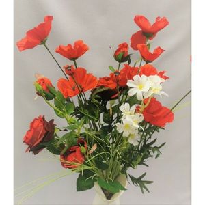 Umelá kytica ruží a maku, 27 x 72 x 12 cm vyobraziť