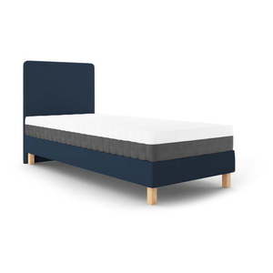 Tmavomodrá čalúnená jednolôžková posteľ s roštom 90x200 cm Lotus – Cosmopolitan Design vyobraziť