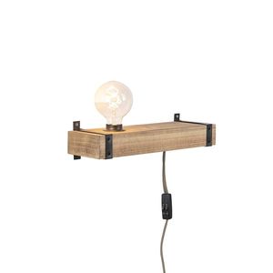 Priemyselná nástenná lampa drevená USB - Reena vyobraziť