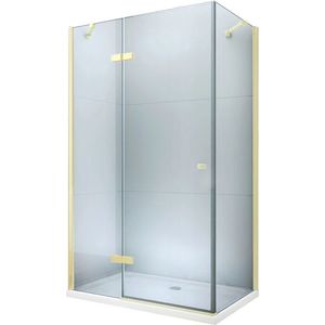 MEXEN/S - Roma sprchovací kút otvárací 110x90, sklo transparent, zlatá + vanička 854-110-090-50-00-4010 vyobraziť