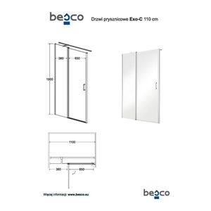 HOPA - Bezrámové sprchové dvere EXO-C - Farba rámu zásteny - Hliník chróm, Pevná stena - 100, Rozmer A - 110, Rozmer C - 190, Smer zatváranie - Univerzálny Ľavé / Pravé, Výplň - Číre bezpečnostné sklo - 6 mm BCEXOC110CC + BCEXOCH100CC vyobraziť