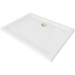 MEXEN/S - Flat sprchová vanička obdĺžniková slim 130 x 100, biela + zlatý sifón 40101013G vyobraziť