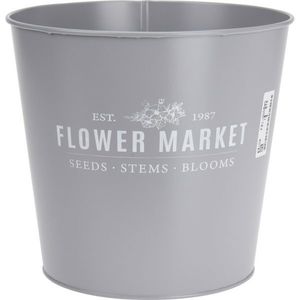 Kovový obal na kvetináč Flower market sivá, 18 x 16 cm vyobraziť
