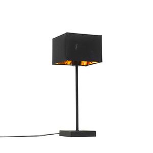 Moderná stolná lampa čierna látková tienidlo čierna so zlatou - VT 1 vyobraziť