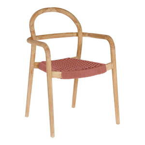 Záhradná stolička z eukalyptového dreva s výpletom v terakotovej farbe Kave Home Sheryl vyobraziť