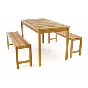 Divero 47272 Záhradný set lavíc a stola - neošetrené teakové drevo - 135 cm vyobraziť
